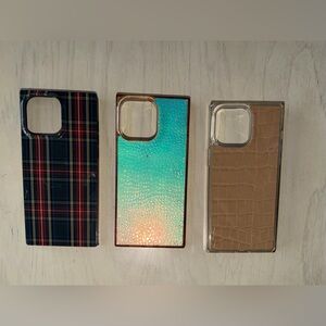 Trio of Flaunt Square Mag Safe Apple Iphone 14 Pro Mac phone cases